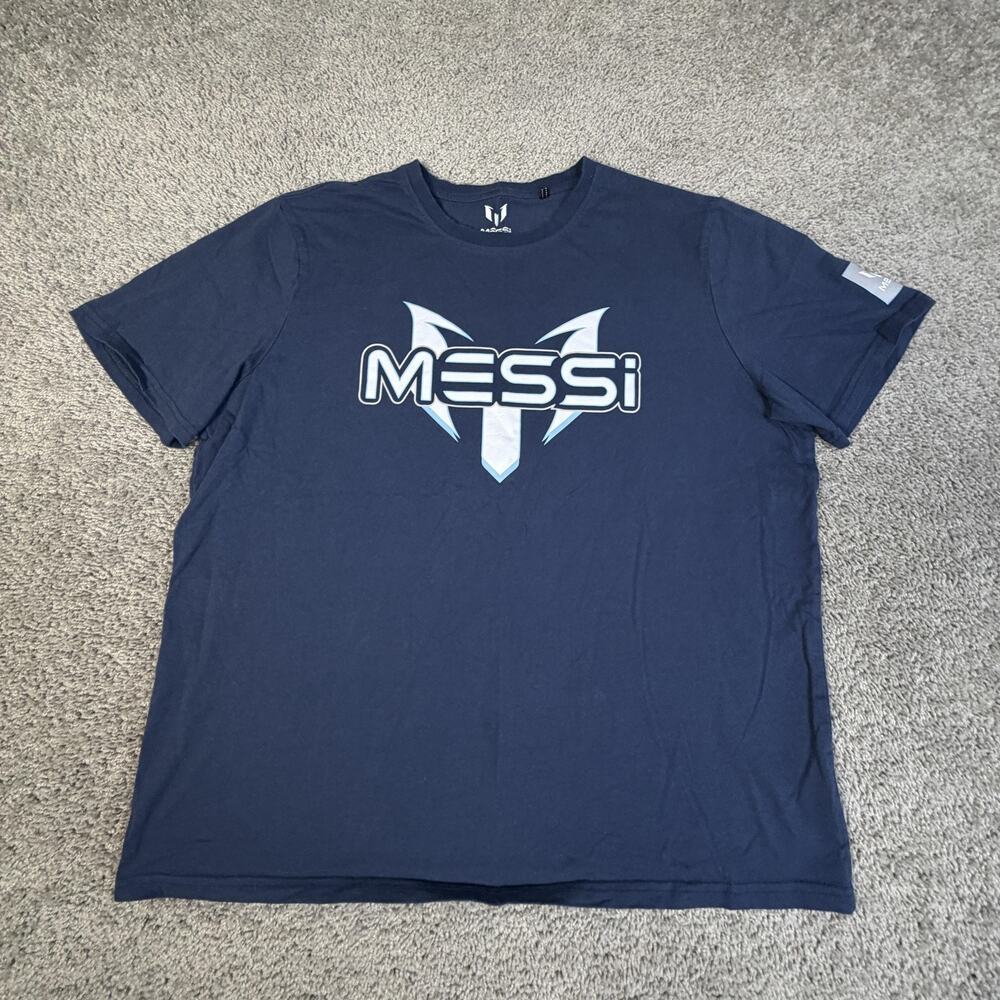 Messi Shirt Mens 2XL Blue Logo Graphic Crew Neck Tagless Cotton Jersey